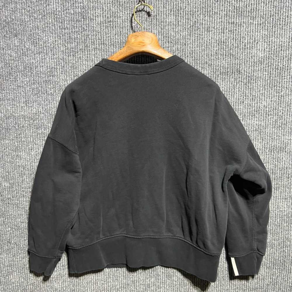 Adidas Sweatshirt Mens Medium Black Center Logo Trefoil Three Stripe Pullover - Picture 7 of 9
